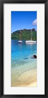 Framed Sailboats in the ocean, Tahiti, Society Islands, French Polynesia (vertical)