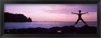 Framed Rear view of a woman exercising on the coast, La Punta, Papagayo Peninsula, Costa Rica