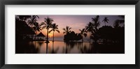 Framed Sunset over hotel pool, Lombok, West Nusa Tenggara, Indonesia