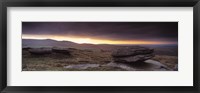 Framed Bright horizon with dark clouds from Higher Tor, Dartmoor, Devon, England