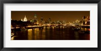 Framed View of Thames River from Waterloo Bridge at night, London, England