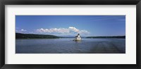 Framed Lighthouse at a river, Esopus Meadows Lighthouse, Hudson River, New York State, USA