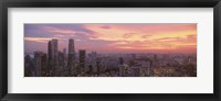 Framed High angle view of a city at sunset, Singapore City, Singapore