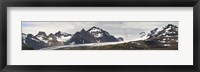 Framed Bay in front of snow covered mountains, Grace Glacier, Salisbury Plain, Bay of Isles, South Georgia Island