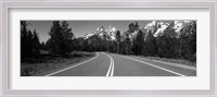 Framed Road Winding Through Teton Range, Grand Teton National Park, Wyoming, USA