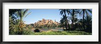 Framed Palm trees with a fortress in the background, Tiffoultoute, Ouarzazate, Marrakesh, Morocco