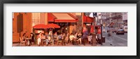 Framed Tourists at a sidewalk cafe, Paris, France