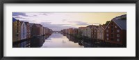 Framed Houses on both sides of a river, Trondheim, Sor-Trondelag, Norway