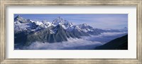 Framed Aerial View Of Clouds Over Mountains, Swiss Alps, Switzerland