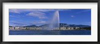 Framed Fountain in front of buildings, Jet D'eau, Geneva, Switzerland