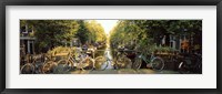 Framed Bicycles On Bridge Over Canal, Amsterdam, Netherlands