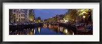 Framed Night View Along Canal Amsterdam The Netherlands