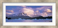 Framed Cloudy sky over mountains, Lago Grey, Torres del Paine National Park, Patagonia, Chile