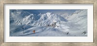 Framed Rear view of a person skiing in snow, St. Christoph, Austria