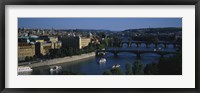 Framed High angle view of bridges across a river, Charles Bridge, Vltava River, Prague, Czech Republic