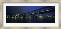 Framed Low angle view of a bridge across a river, Millennium Bridge, Thames River, London, England