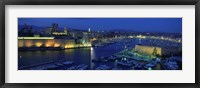 Framed Old Port at dusk, Marseille, Bouches-Du-Rhone, Provence-Alpes-Cote Daze, France