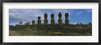 Framed Moai statues in a row, Rano Raraku, Easter Island, Chile