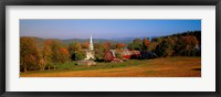 Framed Church and a barn in a field, Peacham, Vermont, USA