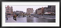 Framed Tour boats docked at a harbor, Leie River, Graslei, Ghent, Belgium