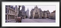 Framed Tourists walking in front of a church, St. Nicolas Church, Ghent, Belgium