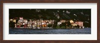 Framed Buildings at the lakeside viewed from a ferry, Varenna, Lake Como, Lecco, Lombardy, Italy