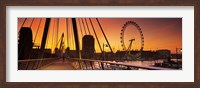 Framed Bridge with ferris wheel, Golden Jubilee Bridge, Thames River, Millennium Wheel, City Of Westminster, London, England