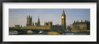 Framed Barge in a river, Thames River, Big Ben, City Of Westminster, London, England