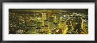 Framed High angle view of a city lit up at night, View from CN Tower, Toronto, Ontario, Canada