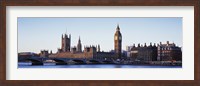 Framed Bridge across a river, Big Ben, Houses of Parliament, Thames River, Westminster Bridge, London, England