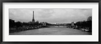 Framed River with a tower in the background, Seine River, Eiffel Tower, Paris, Ile-De-France, France