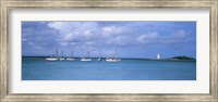 Framed Boats in the sea with a lighthouse in the background, Nassau Harbour Lighthouse, Nassau, Bahamas