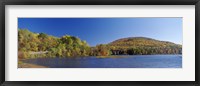 Framed Lake in front of mountains, Arrowhead Mountain Lake, Chittenden County, Vermont, USA