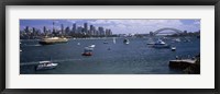 Framed Boats in the sea with a bridge in the background, Sydney Harbor Bridge, Sydney Harbor, Sydney, New South Wales, Australia