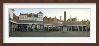 Framed Facade of an old fish market, Vismarkt, Bruges, West Flanders, Belgium