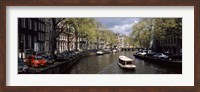 Framed Close up of Boats in a canal, Amsterdam, Netherlands