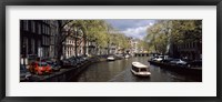 Framed Close up of Boats in a canal, Amsterdam, Netherlands