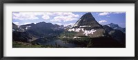 Framed Lake surrounded with mountains, Bearhat Mountain, Hidden Lake, US Glacier National Park, Montana, USA