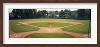 Framed Baseball diamond looked through the net, Doubleday Field, Cooperstown, Venango County, Pennsylvania, USA