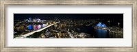 Framed Buildings lit up at night, Sydney, New South Wales, Australia