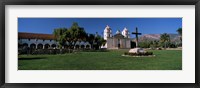 Framed Cross with a church in the background, Mission Santa Barbara, Santa Barbara, California, USA