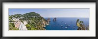 Framed Boats in the sea, Faraglioni, Capri, Naples, Campania, Italy