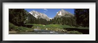 Framed Stream flowing through a forest, Mt Santis, Mt Altmann, Appenzell Alps, St Gallen Canton, Switzerland