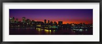 Framed City lit up at dusk, Montreal, Quebec, Canada 2010