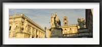 Framed Low angle view of a statues in front of a building, Piazza Del Campidoglio, Palazzo Senatorio, Rome, Italy