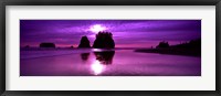 Framed Silhouette of sea stacks at sunset, Second Beach, Washington State