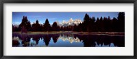 Framed Reflection of mountains with trees in the river, Teton Range, Snake River, Grand Teton National Park, Wyoming, USA