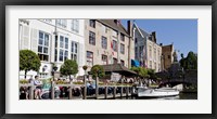 Framed Tourists at the canalside, Bruges, West Flanders, Belgium