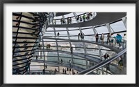 Framed Tourists near the mirrored cone at the center of the dome, Reichstag Dome, The Reichstag, Berlin, Germany