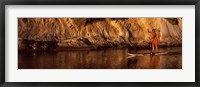 Framed Paddle-boarder in river, Santa Barbara, California, USA